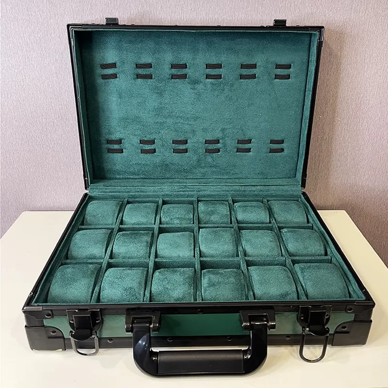 18 Slots Watch Organizer Dark Green High Materials Box And Gift Case